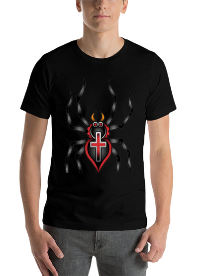 Gothic Spider Cross Heart T-Shirt