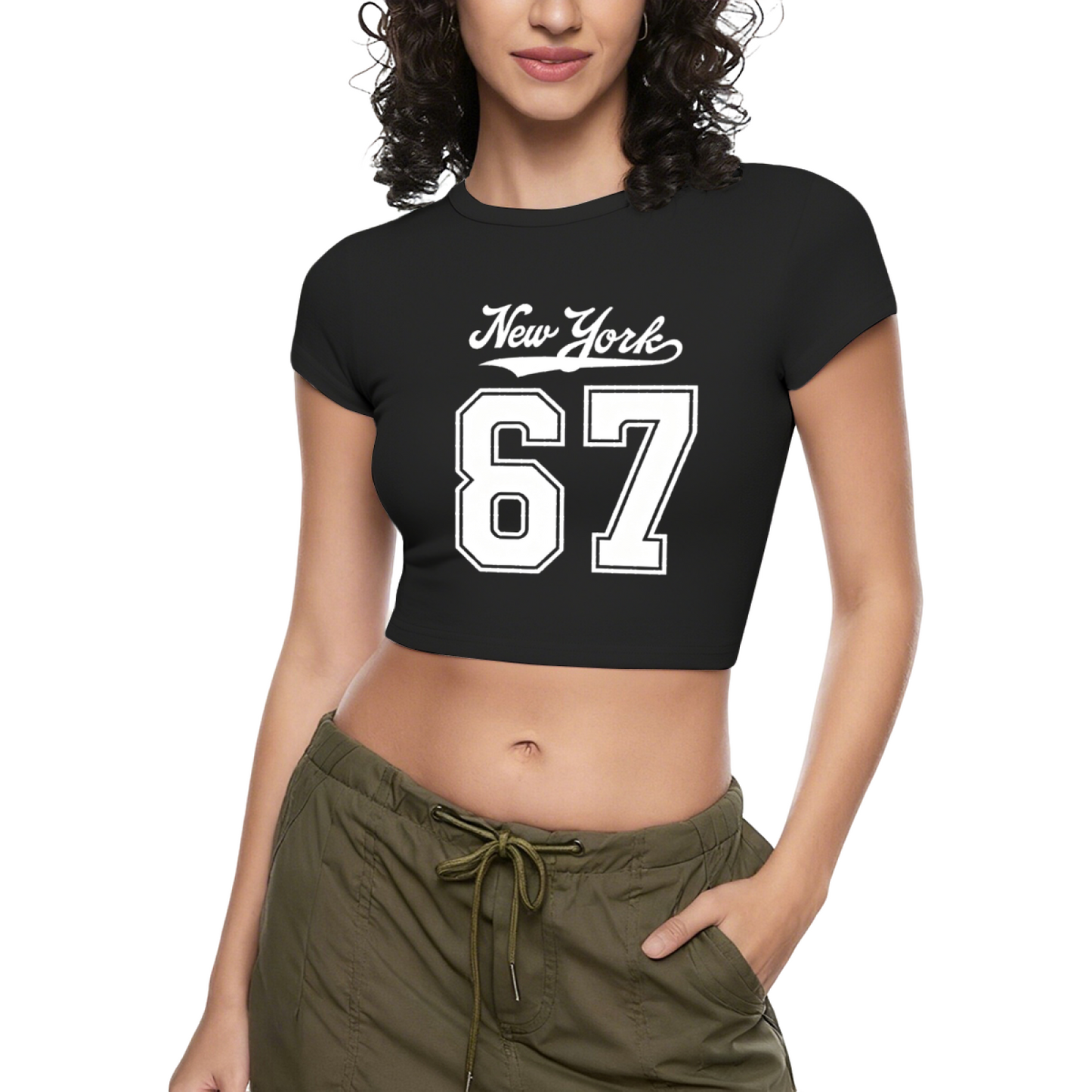 Vintage New York 67 Number Retro Street Crop Top
