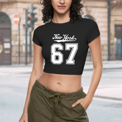 Vintage New York 67 Number Retro Street Crop Top