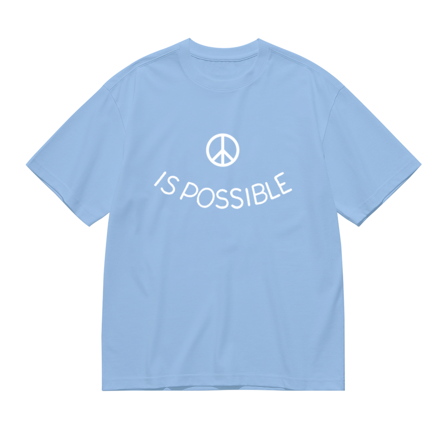 Peace Is Possible Minimal Peace Symbol Light Blue T-Shirt