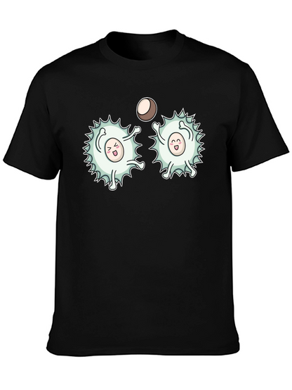 Funny White Blood Cells Playing Ball Black T-Shirt