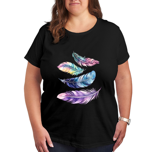 Pastel Galaxy Watercolor Feather Boho Dream Tee