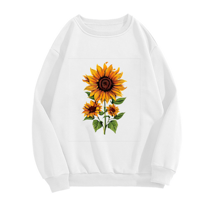 Elegant Single Stem Sunflower Botanical Art Crewneck Sweatshirt
