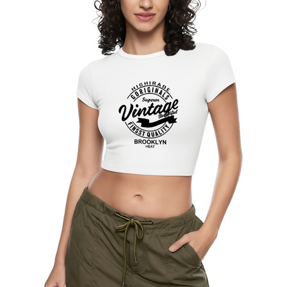 Minimal Sunset Wave Line Art White Crop Top