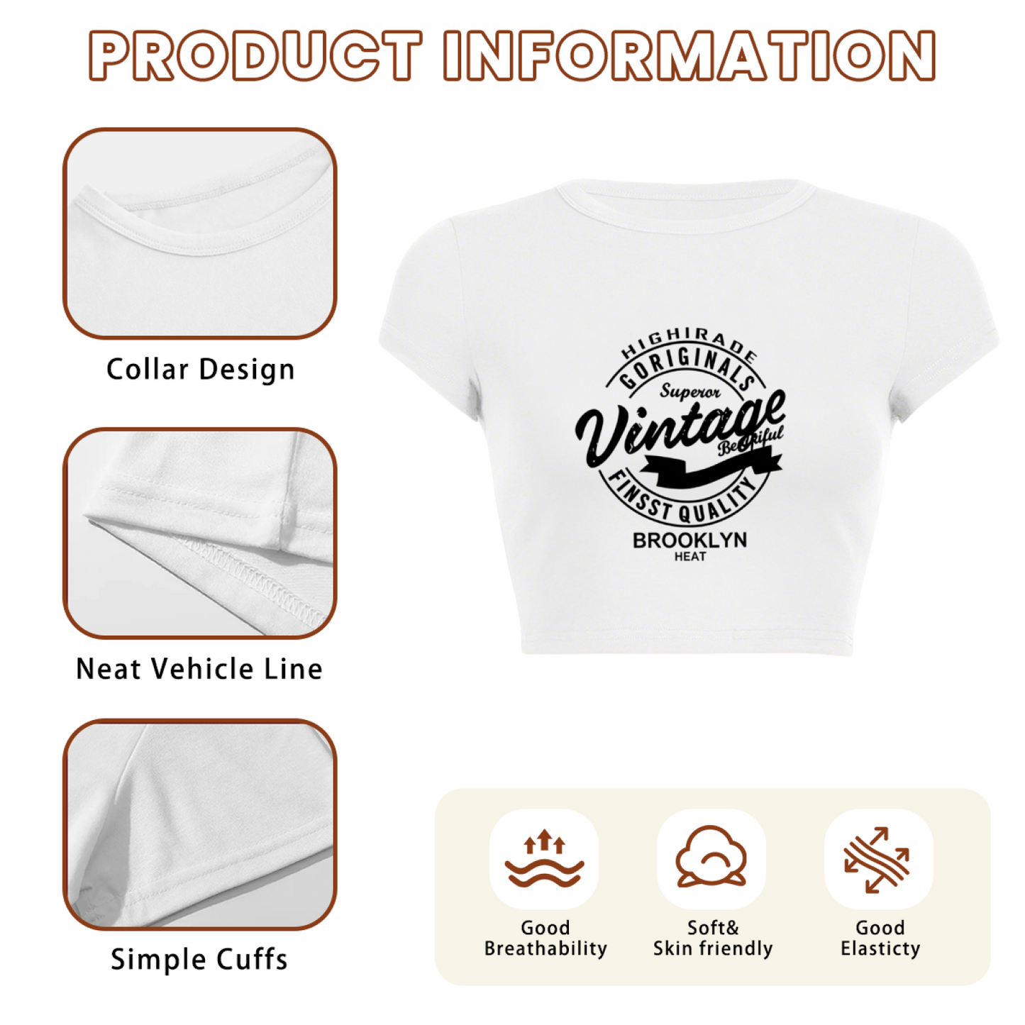 Minimal Sunset Wave Line Art White Crop Top