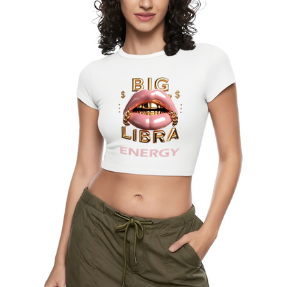 Big Libra Gold Grill Lips Hot Pink Zodiac Crop Baby Tee