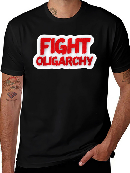 Fight Oligarchy T-Shirt - Red and White Graphic Tee
