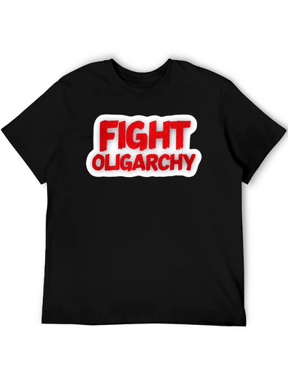 Fight Oligarchy T-Shirt - Red and White Graphic Tee