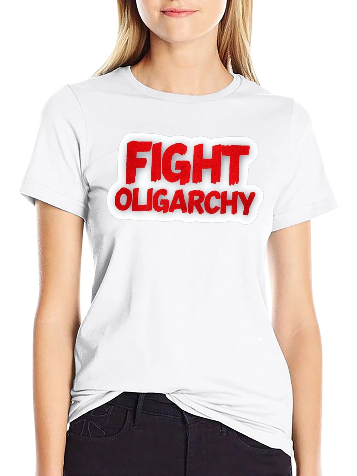 Fight Oligarchy T-Shirt - Red and White Graphic Tee