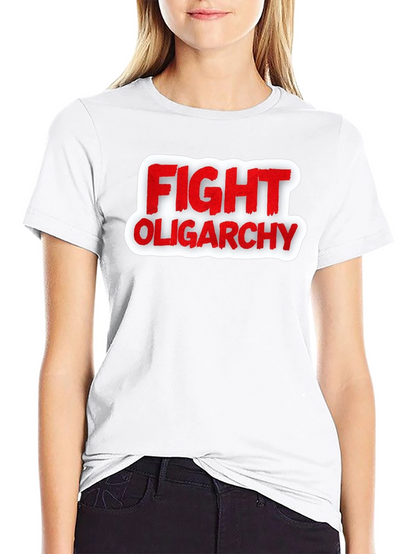 Fight Oligarchy T-Shirt - Red and White Graphic Tee