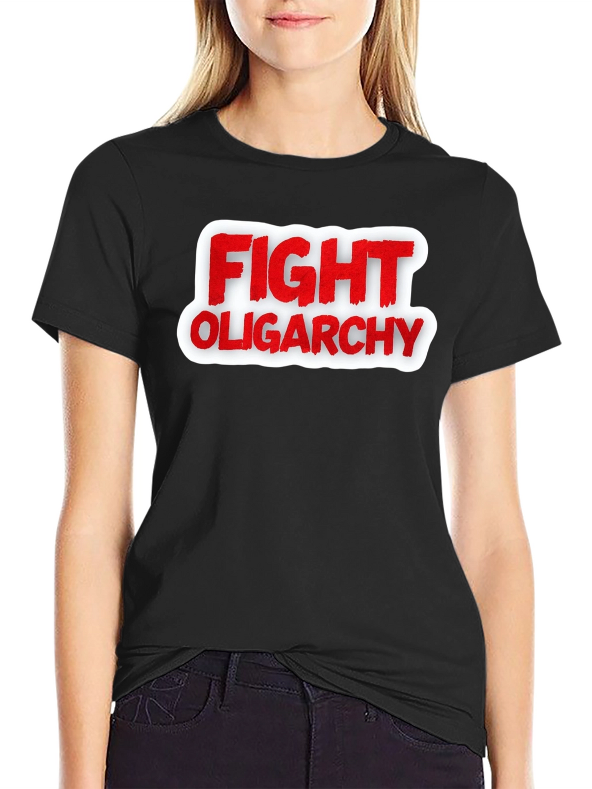 Fight Oligarchy T-Shirt - Red and White Graphic Tee