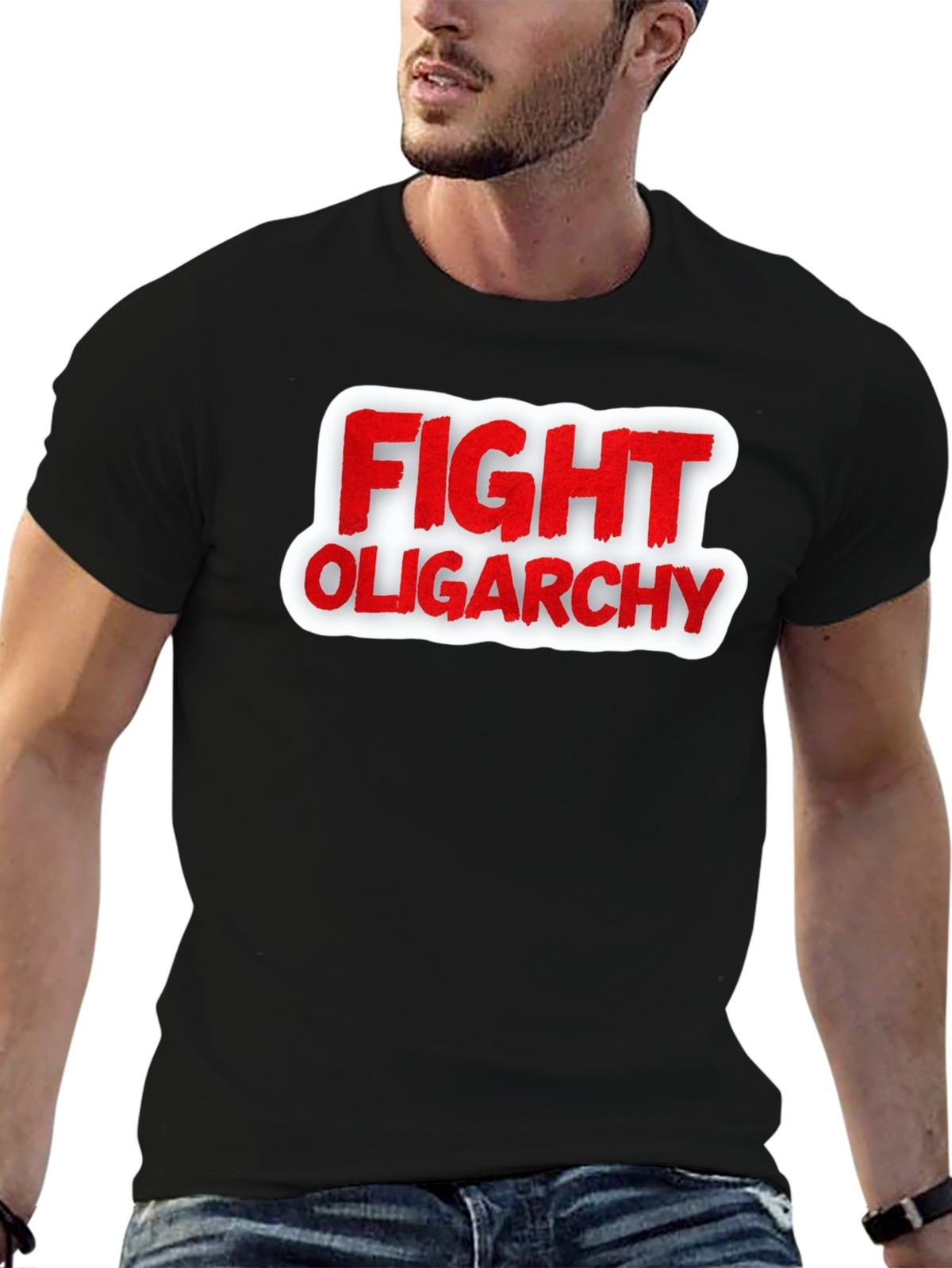 Fight Oligarchy T-Shirt - Red and White Graphic Tee