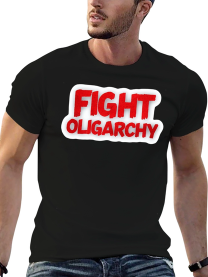 Fight Oligarchy T-Shirt - Red and White Graphic Tee