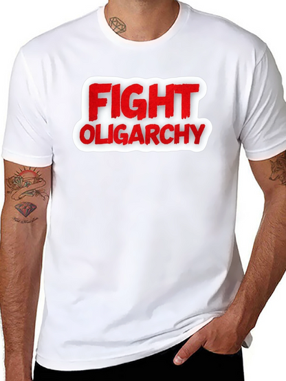 Fight Oligarchy T-Shirt - Red and White Graphic Tee