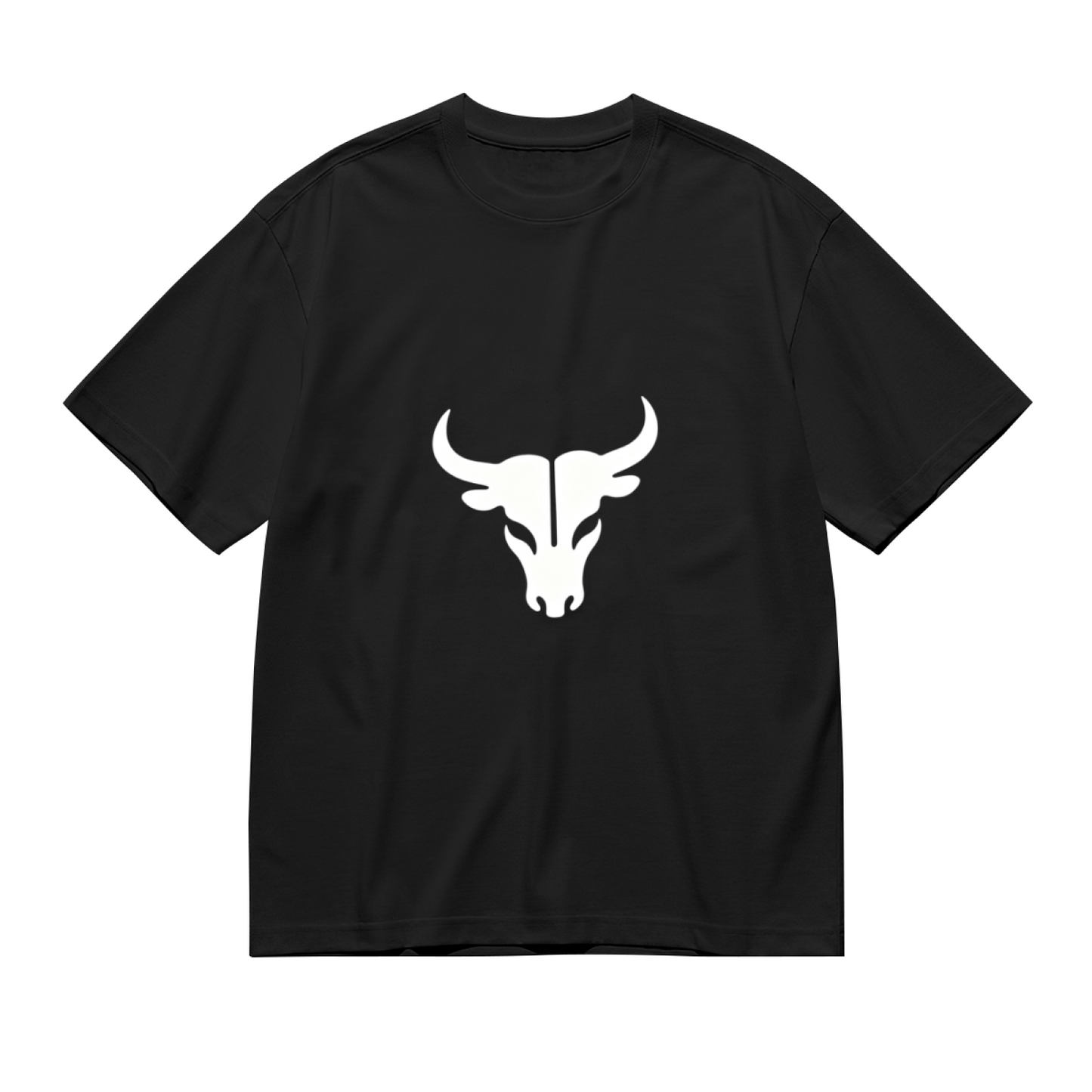 Men's Retro Bull Skull Western Minimal Graphic Crew Neck T-Shirt