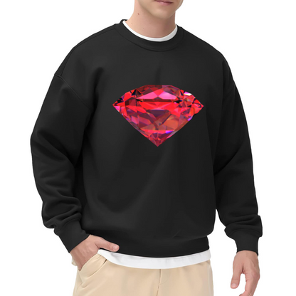 Shiny Red Ruby Gemstone Diamond Art Casual Crewneck Sweatshirt