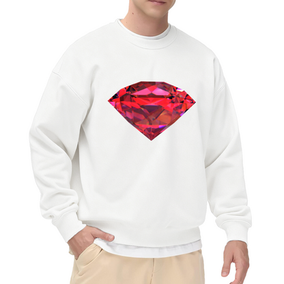 Shiny Red Ruby Gemstone Diamond Art Casual Crewneck Sweatshirt