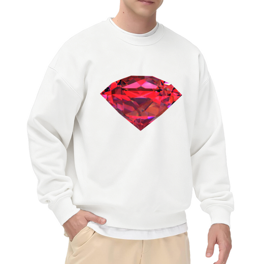 Shiny Red Ruby Gemstone Diamond Art Casual Crewneck Sweatshirt