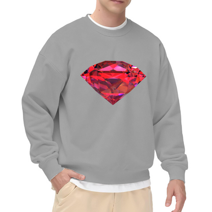 Shiny Red Ruby Gemstone Diamond Art Casual Crewneck Sweatshirt