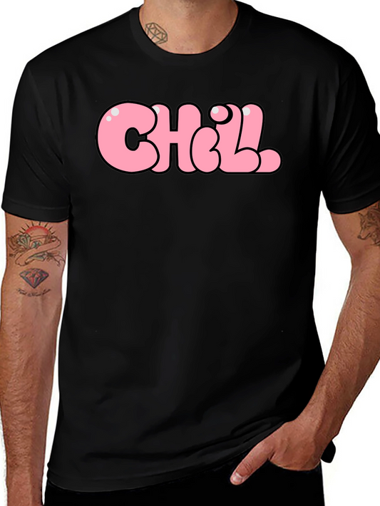 Chill Bubble Letter Graphic Tee - Black