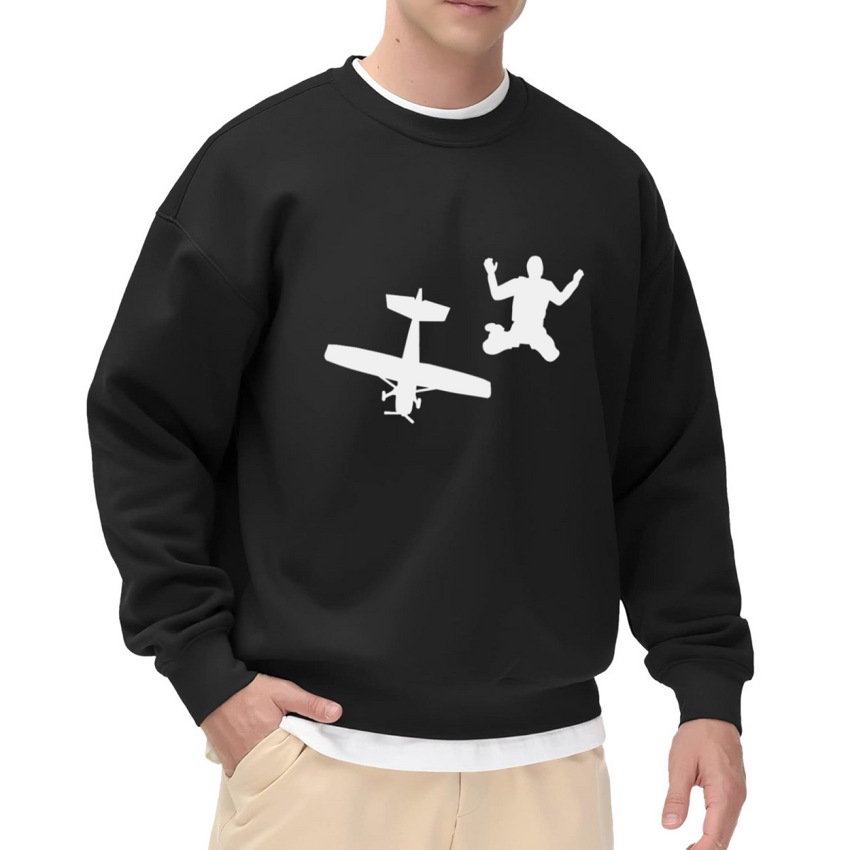 Skydiving Jump Plane Silhouette Adventure Crewneck Sweatshirt