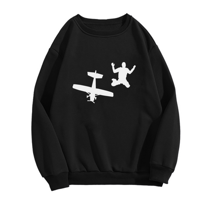 Skydiving Jump Plane Silhouette Adventure Crewneck Sweatshirt