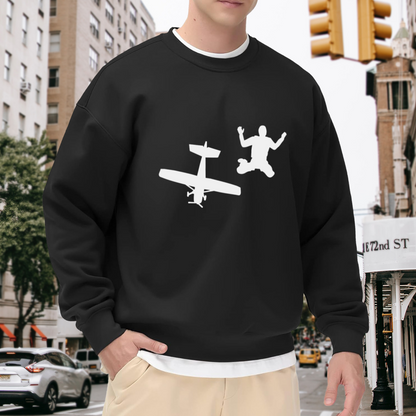 Skydiving Jump Plane Silhouette Adventure Crewneck Sweatshirt