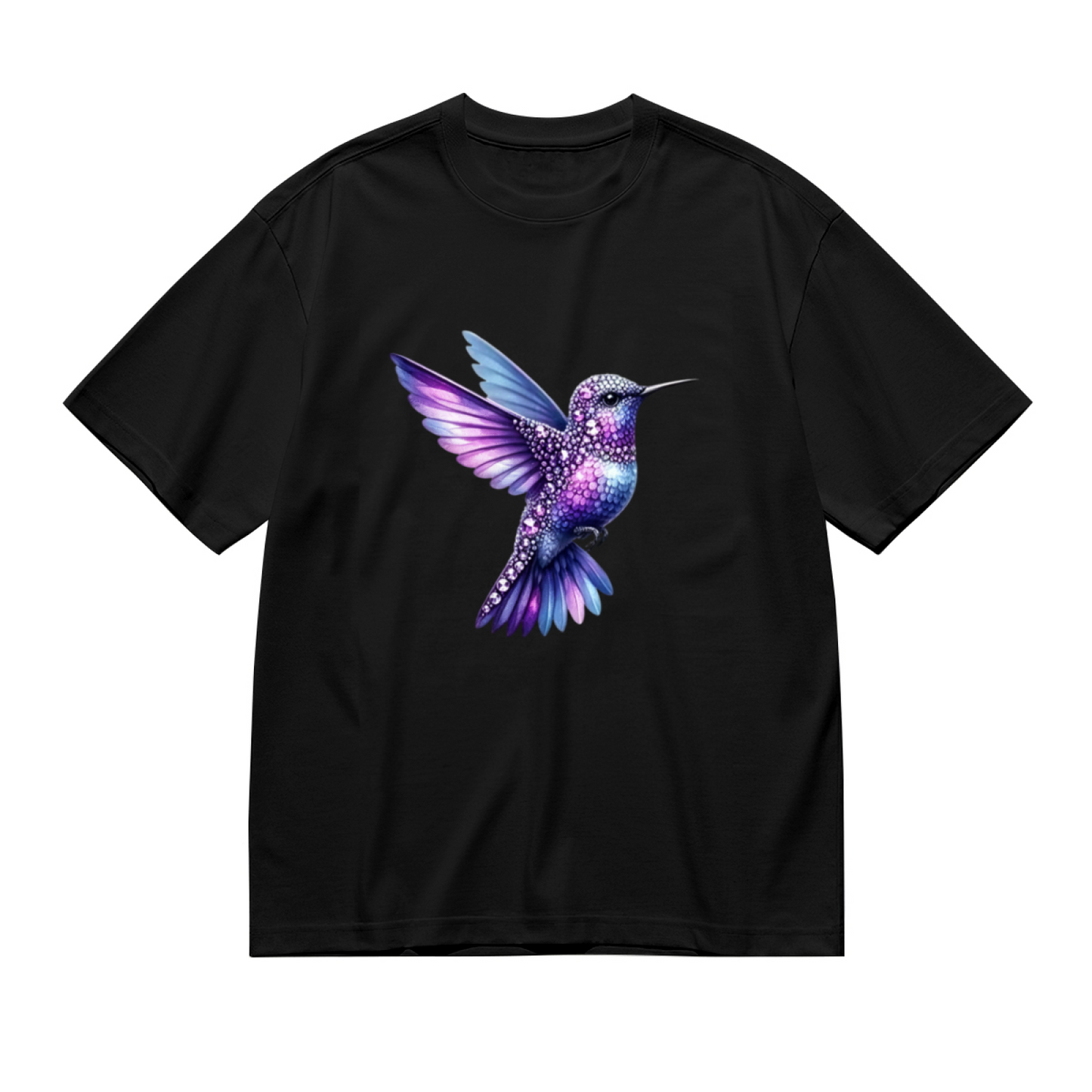 Sparkly Purple Rhinestone Hummingbird Shimmer Tee