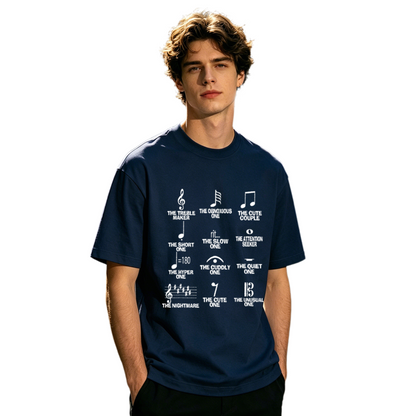 Men's Funny Music Note Types Musician Band Graphic T-Shirt