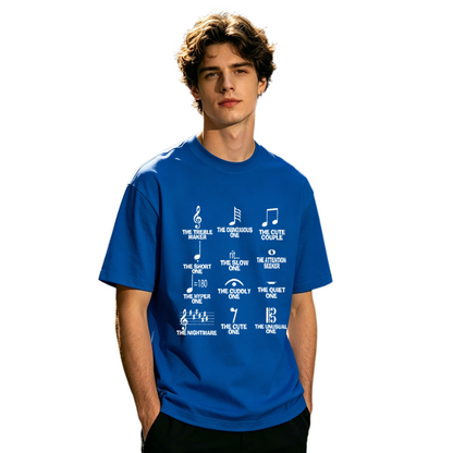 Men's Funny Music Note Types Musician Band Graphic T-Shirt