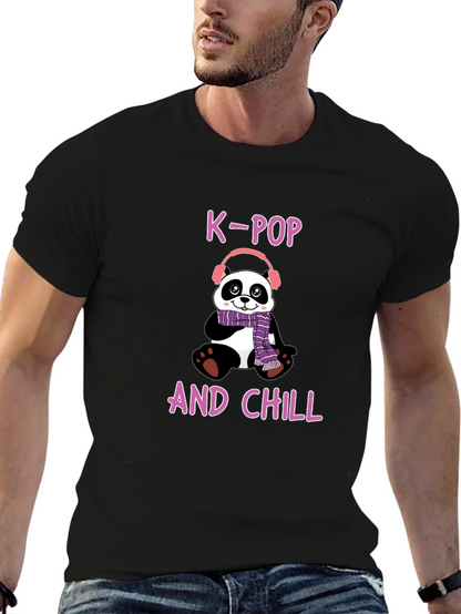 K-Pop and Chill Panda T-Shirt - Fun Music Tee
