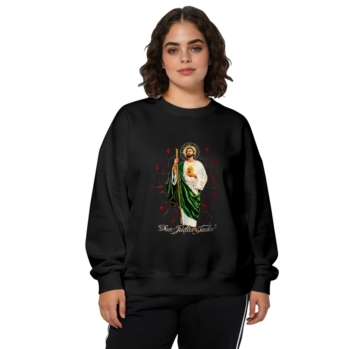 Saint Jude San Judas Tadeo Religious Art Crewneck Sweatshirt