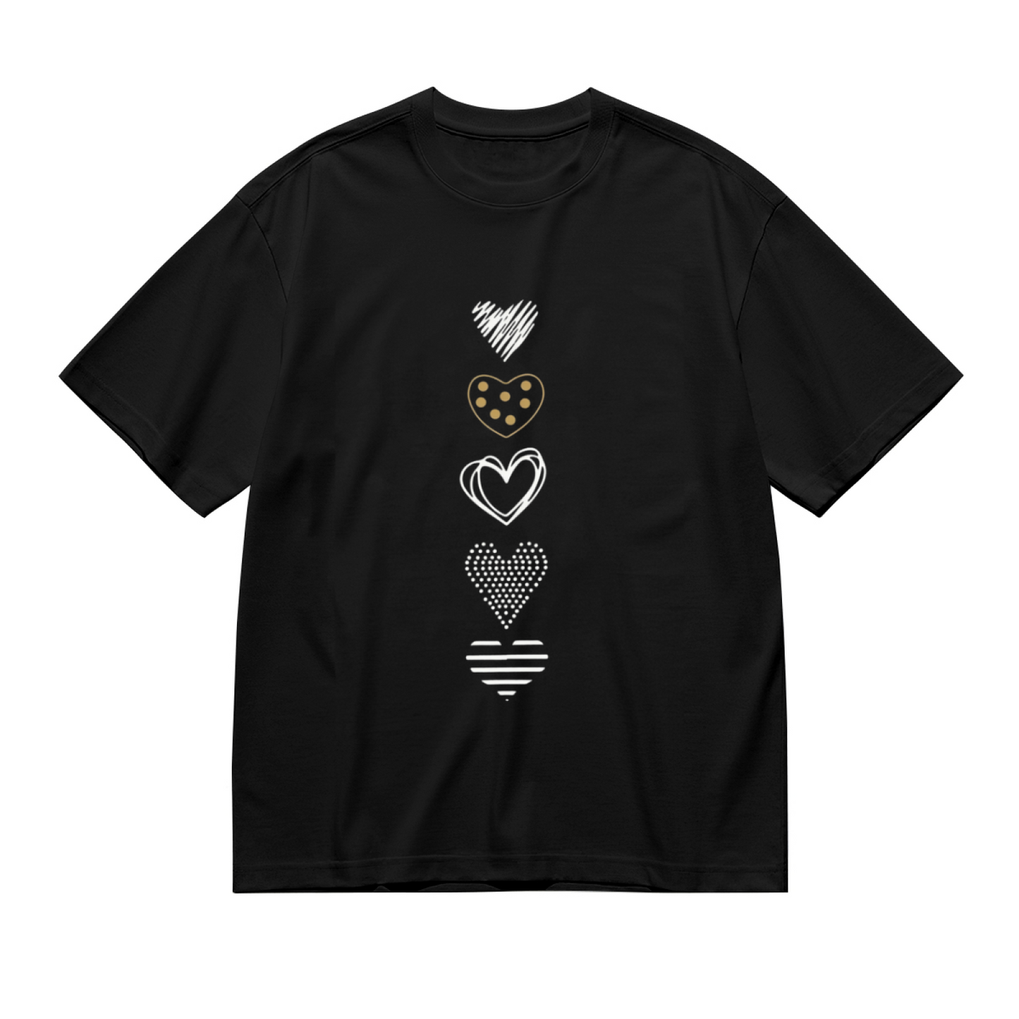 Multi Texture Line Hearts Minimalist Women¡¯s Tee