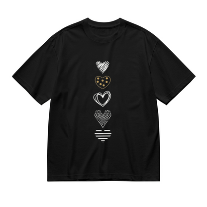 Multi Texture Line Hearts Minimalist Women¡¯s Tee
