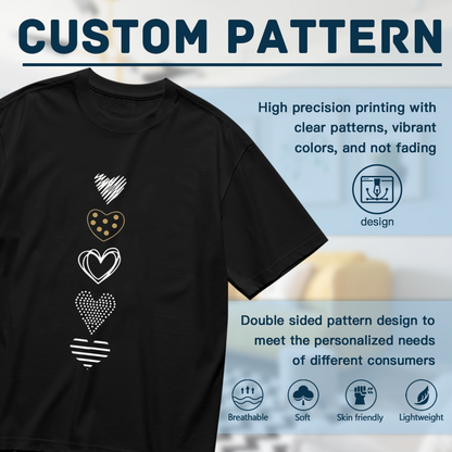 Multi Texture Line Hearts Minimalist Women¡¯s Tee