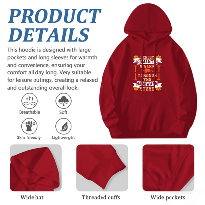 Hardware Store Lover Vintage Text Hoodie, Relaxed Comfortable Cut