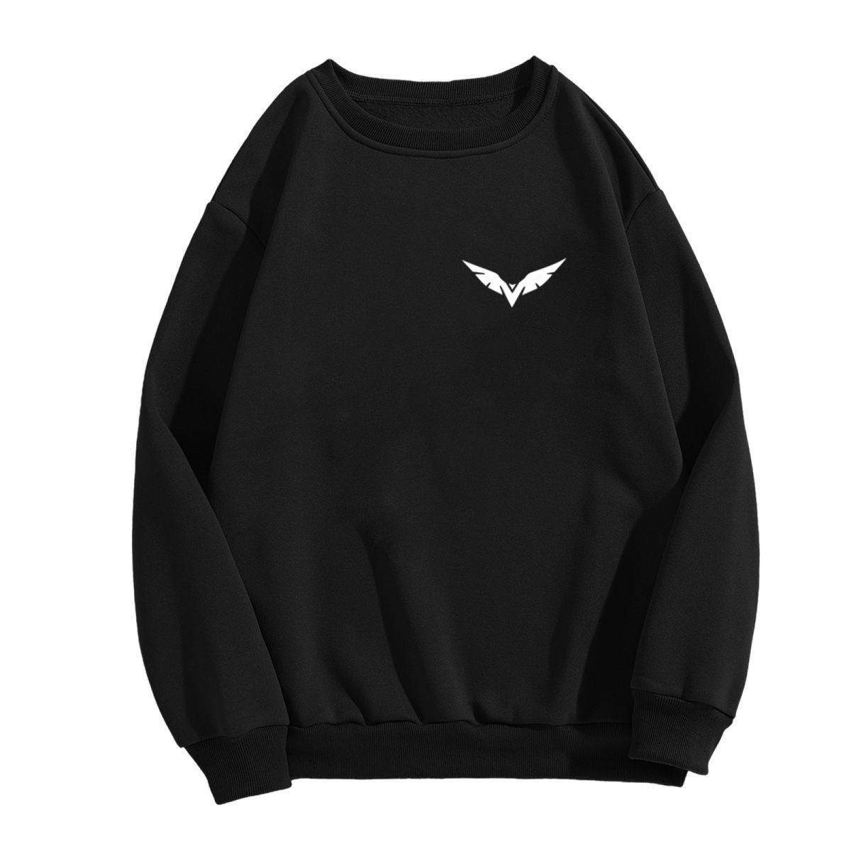 Minimal Wing Chest Logo Casual Crewneck Sweatshirt