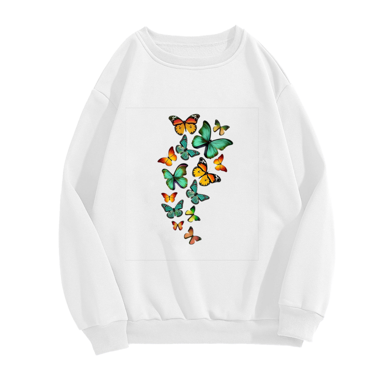 Nature?Inspired Multicolor Flying Butterflies Cluster Crewneck Sweatshirt