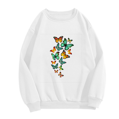 Nature?Inspired Multicolor Flying Butterflies Cluster Crewneck Sweatshirt