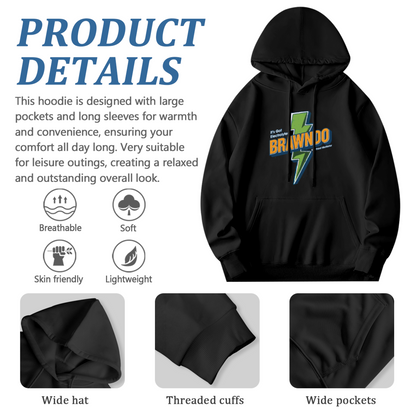 Brawindo Lightning Vintage Print Soft Hoodie, Men Trendy Pullover