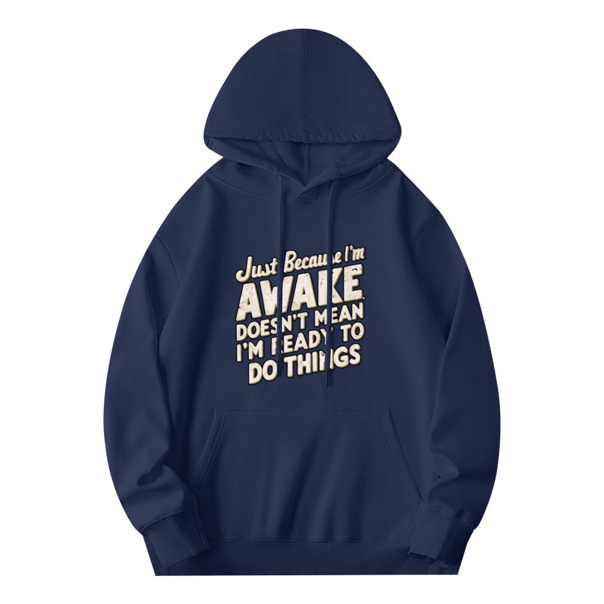Lazy Mood Slogan Navy Hoodie, Ultra Comfort Daily Hooded Top
