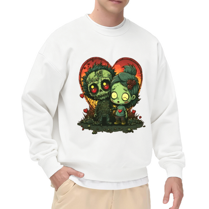Cute Zombie Couple Valentine Heart Halloween Crewneck Sweatshirt