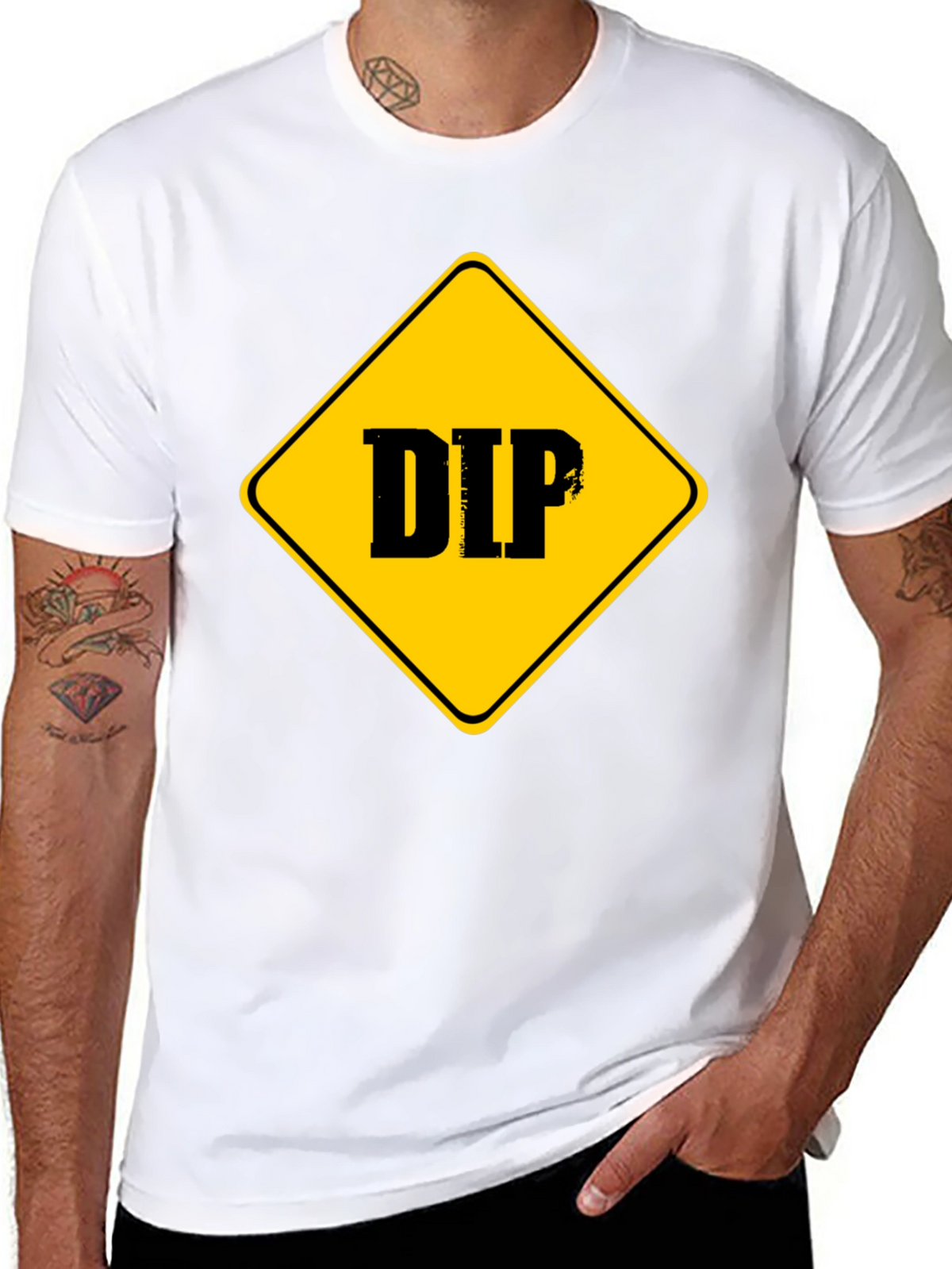 DIP Caution Sign Graphic Tee - Black Cotton T-Shirt