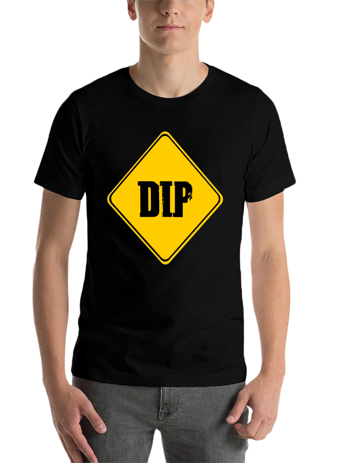 DIP Caution Sign Graphic Tee - Black Cotton T-Shirt