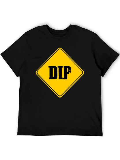 DIP Caution Sign Graphic Tee - Black Cotton T-Shirt