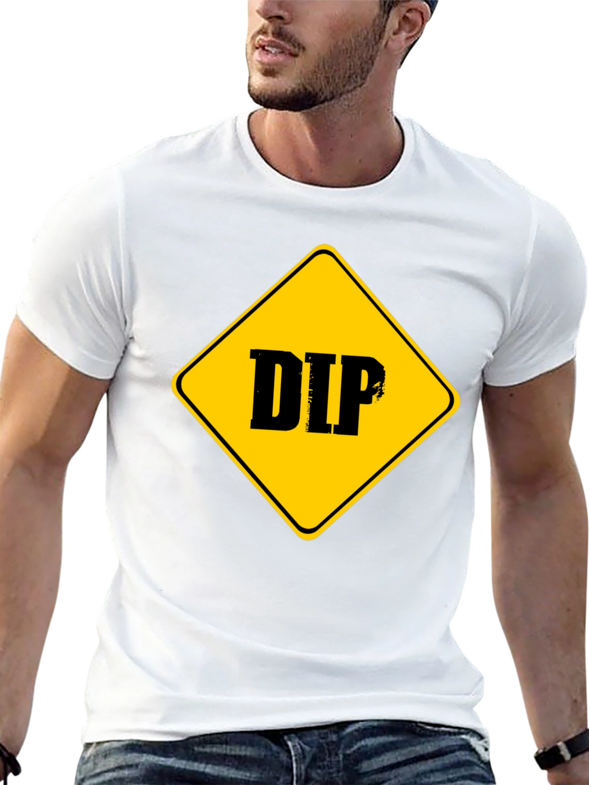 DIP Caution Sign Graphic Tee - Black Cotton T-Shirt