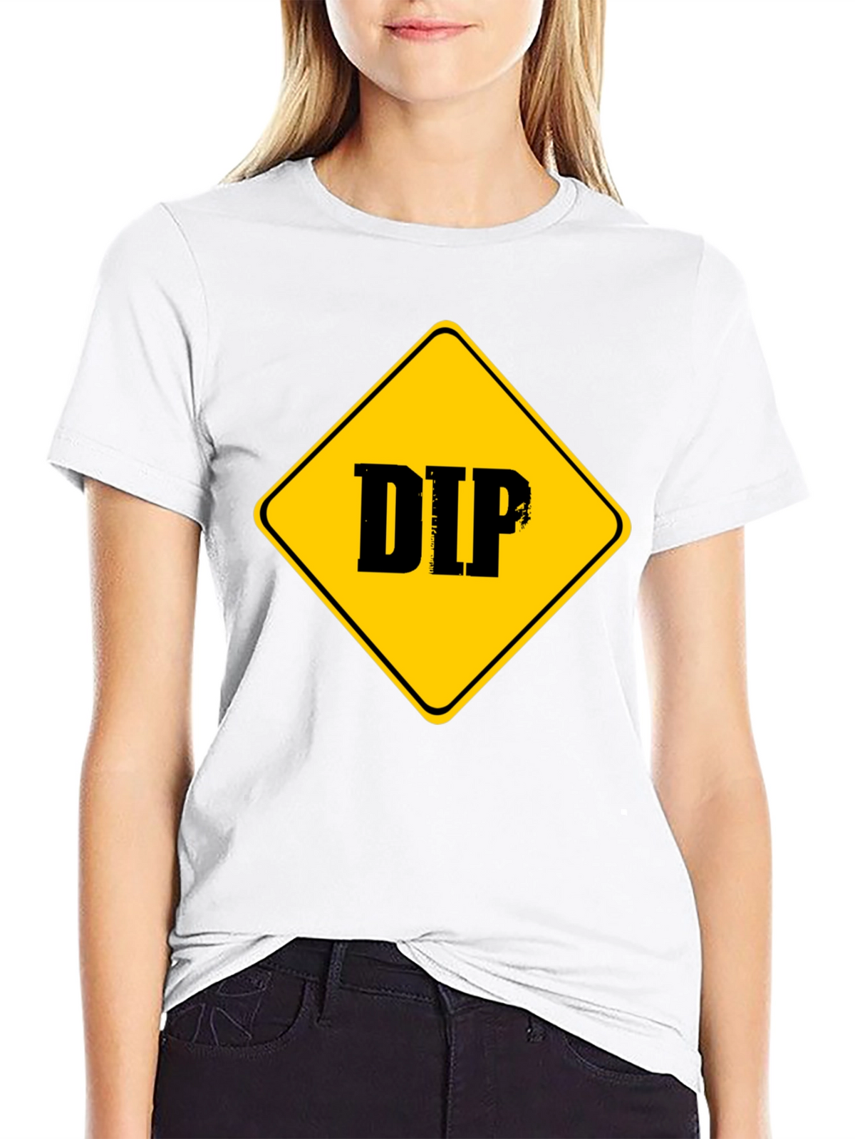 DIP Caution Sign Graphic Tee - Black Cotton T-Shirt