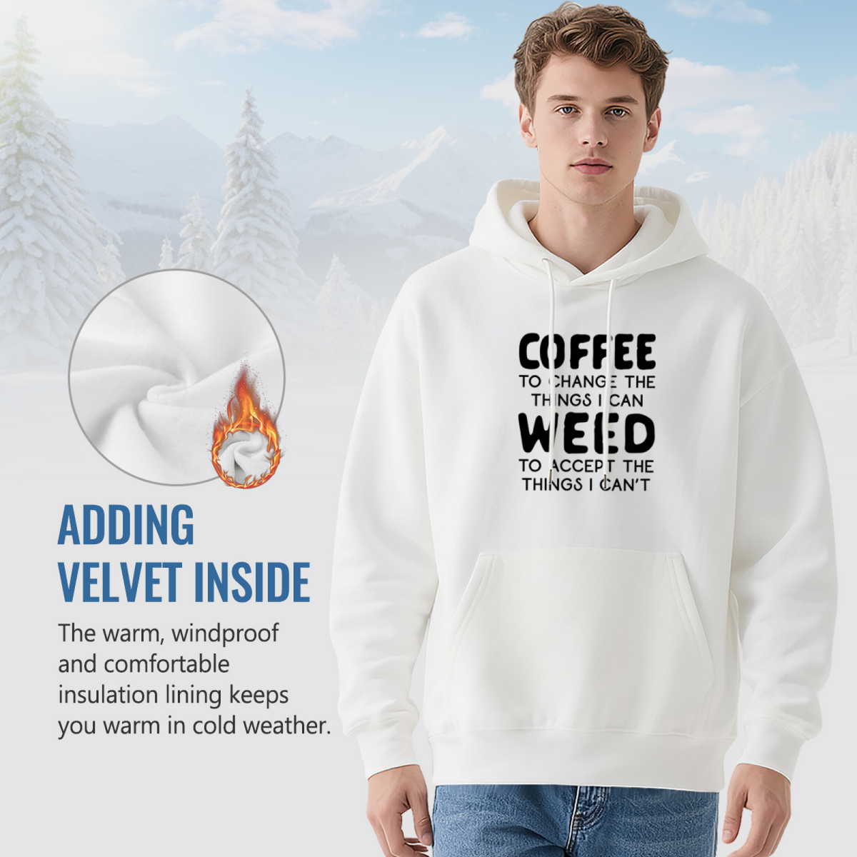 Coffee & Weed Humor Quote Graphic Hoodie