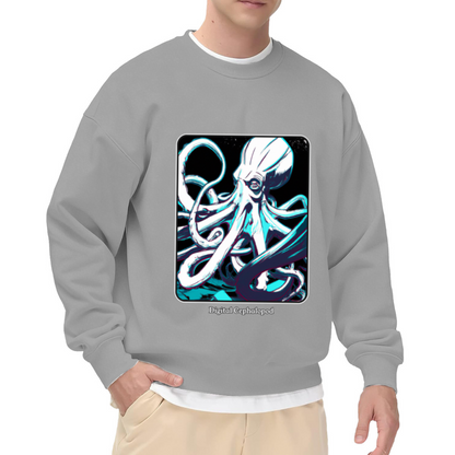 Digital Cephalopod Cool Octopus Art Crewneck Sweatshirt Ocean Creature Graphic Pullover