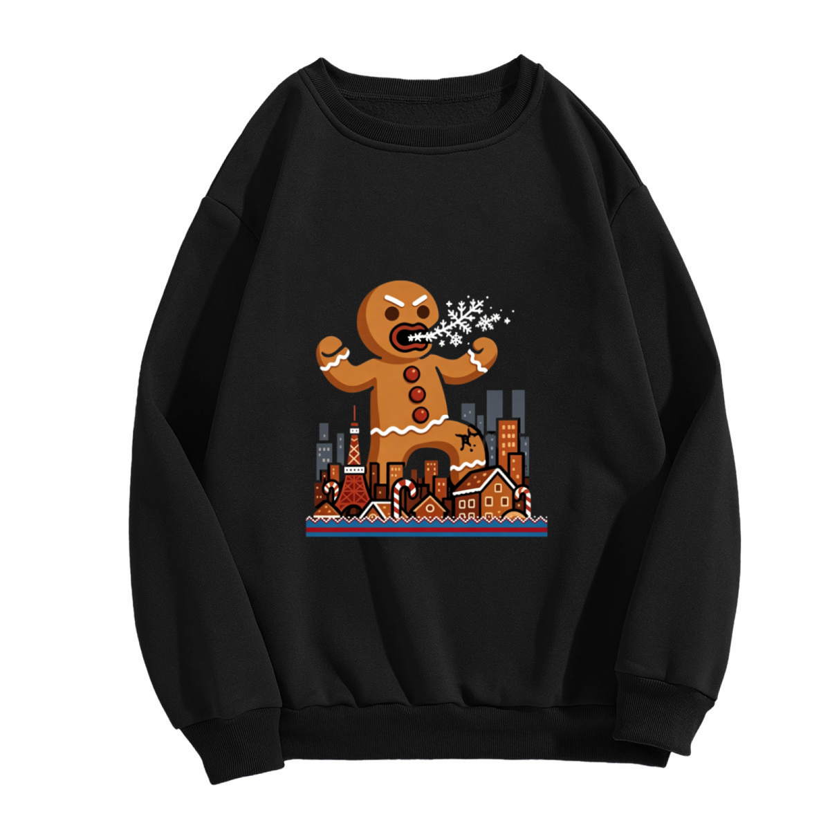 Angry Gingerbread Man City Christmas Crewneck Sweatshirt